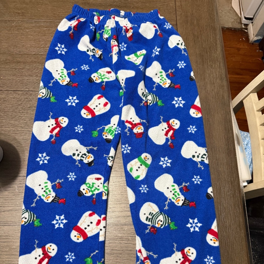 Snow Themed Boys Fleece PJ Bottoms Size 7/8